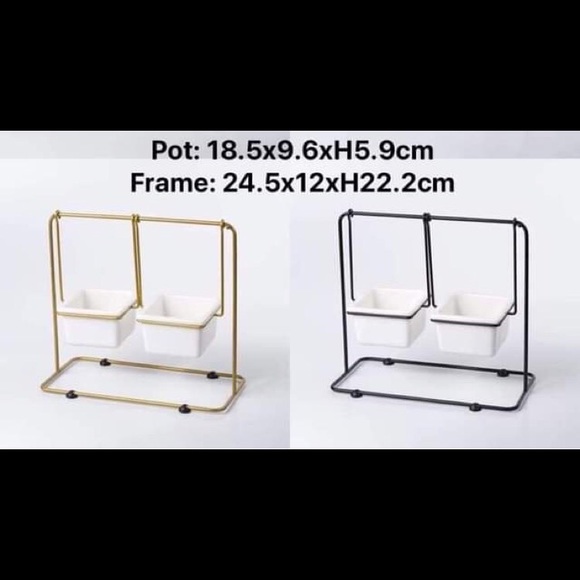 Succulent ceramic pot with metal frame - Picture 1 of 1